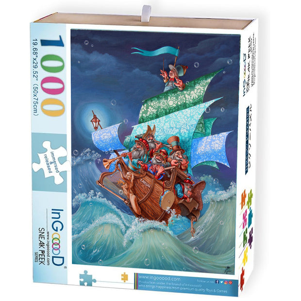 Ingooood Jigsaw Puzzle 1000 Pieces- SCHOONER - LABUH - Entertainment Toys for Adult Special Graduation or Birthday Gift Home Decor - Ingooood jigsaw puzzle 1000 piece