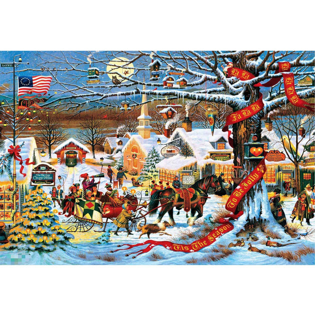 Ingooood Wooden Jigsaw Puzzle 1000 Piece Christmas Village