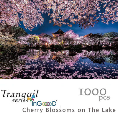 Ingooood- Jigsaw Puzzles 1000 Pieces for Adult- Tranquil Series- Cherry Blossoms on The Lake - Ingooood jigsaw puzzle 1000 piece