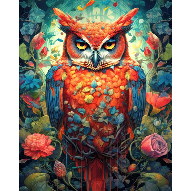 Ingooood Jigsaw Puzzle 1000 Pieces- Red Owl With Flowers - Entertainment Toys for Adult Special Graduation or Birthday Gift Home Decor - Ingooood jigsaw puzzle 1000 piece
