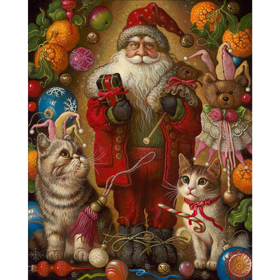 Ingooood Jigsaw Puzzle 1000 Pieces- Christmas Series- Santa Claus with Cat - Entertainment Toys for Adult Special Graduation or Birthday Gift Home Decor - Ingooood jigsaw puzzle 1000 piece