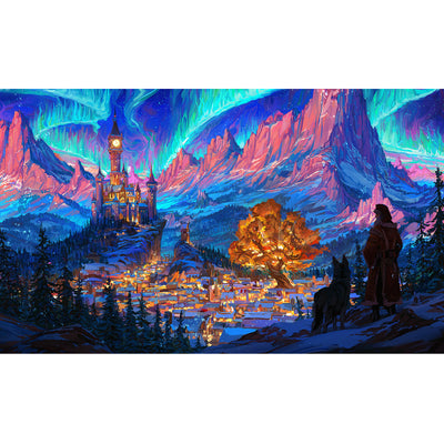 Ingooood Jigsaw Puzzle 1000 Pieces- Oil Painting - A Town in the Far North - Entertainment Toys for Adult Special Graduation or Birthday Gift Home Decor - Ingooood jigsaw puzzle 1000 piece