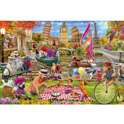 Ingooood Wooden Jigsaw Puzzle 1000 Piece - Puppy picnic - Ingooood jigsaw puzzle 1000 piece