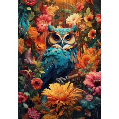 Ingooood Jigsaw Puzzle 1000 Pieces- Blue Owl With Flowers - Entertainment Toys for Adult Special Graduation or Birthday Gift Home Decor - Ingooood jigsaw puzzle 1000 piece