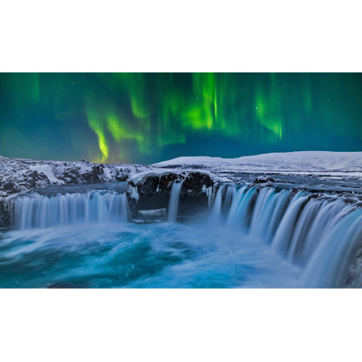 Ingooood Jigsaw Puzzle 1000 Pieces- Waterfall under the Northern Lights - A Town in the Far North - Entertainment Toys for Adult Special Graduation or Birthday Gift Home Decor - Ingooood jigsaw puzzle 1000 piece