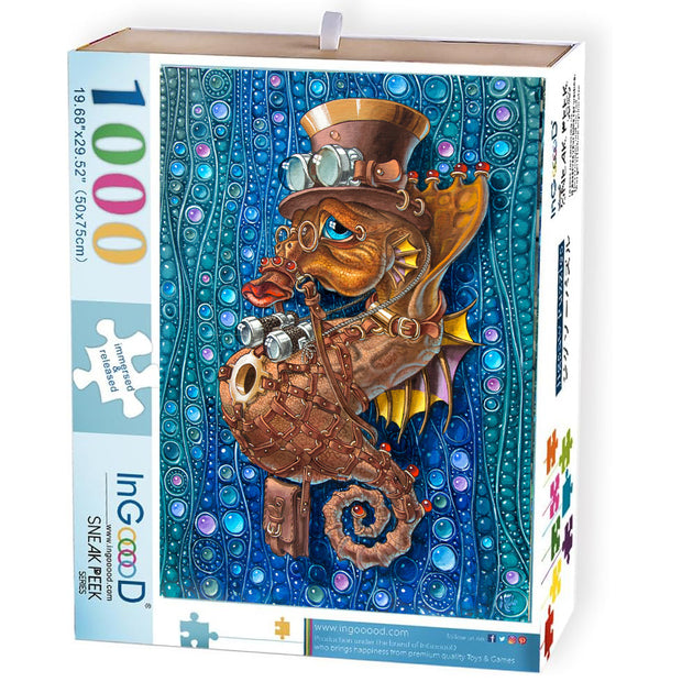 Ingooood Jigsaw Puzzle 1000 Pieces- SEAHORSE IN TOP HAT - Entertainment Toys for Adult Special Graduation or Birthday Gift Home Decor - Ingooood jigsaw puzzle 1000 piece
