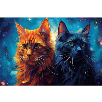 Ingooood Jigsaw Puzzle 1000 Pieces- Blue Cat and Orange Cat - Entertainment Toys for Adult Special Graduation or Birthday Gift Home Decor - Ingooood jigsaw puzzle 1000 piece