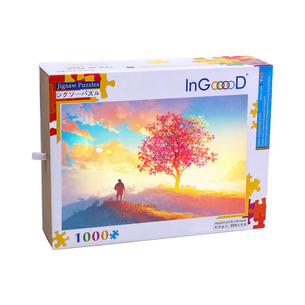 Ingooood Wooden Jigsaw Puzzle 1000 Piece for Adult-Red maple tree in the sun - Ingooood jigsaw puzzle 1000 piece