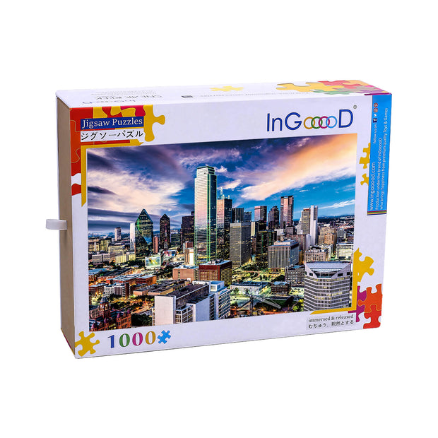 Ingooood Wooden Jigsaw Puzzle 1000 Piece - Texas Dallas Skyline - Ingooood jigsaw puzzle 1000 piece