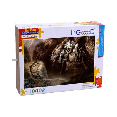 Ingooood Wooden Jigsaw Puzzle 1000 Piece - Castle Under Waterfall - Ingooood jigsaw puzzle 1000 piece