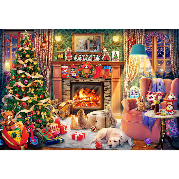 Ingooood Wooden Jigsaw Puzzle 1000 Piece - Christmas Series - Christmas Fireplace - Ingooood jigsaw puzzle 1000 piece