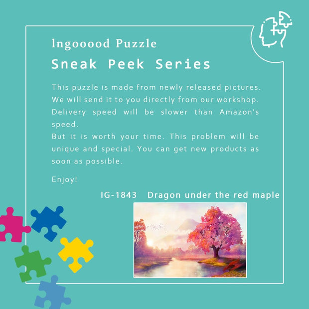 Ingooood Wooden Jigsaw Puzzle 1000 Pieces for Adult-Dragon under the red maple - Ingooood jigsaw puzzle 1000 piece