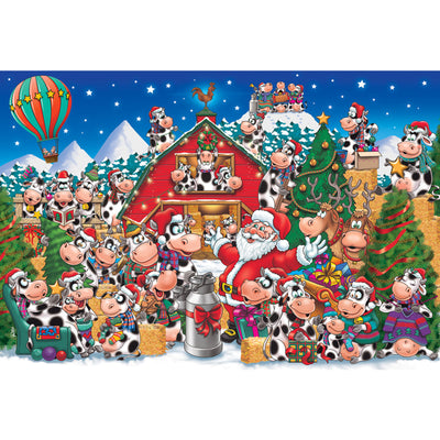 Ingooood Wooden Jigsaw Puzzle 1000 Piece - Christmas Series - Christmas Party Cow - Ingooood jigsaw puzzle 1000 piece