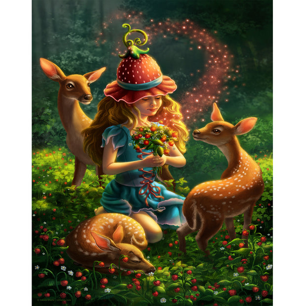 Ingooood Wooden Jigsaw Puzzle 1000 Piece - Strawberry Girl and Forest Deer - Ingooood jigsaw puzzle 1000 piece