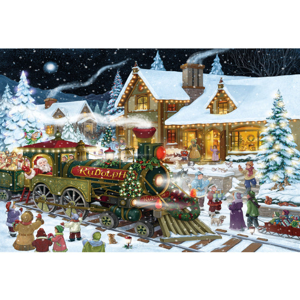 Ingooood Wooden Jigsaw Puzzle 1000 Piece - The Christmas train is here - Ingooood jigsaw puzzle 1000 piece