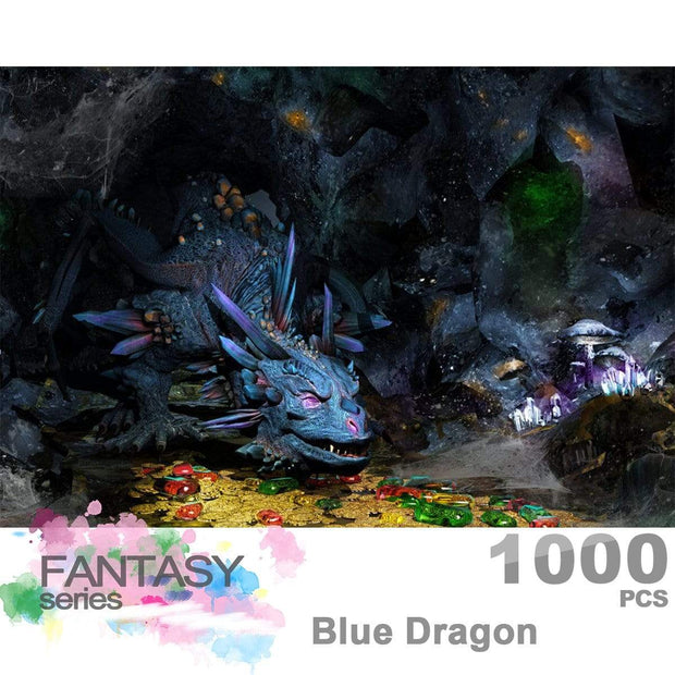 Ingooood Wooden Jigsaw Puzzle 1000 Pieces for Adult - Blue Dragon - Ingooood