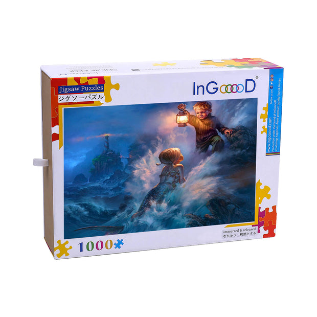 Ingooood Wooden Jigsaw Puzzle 1000 Pieces - Meet a mermaid for the first time - Ingooood jigsaw puzzle 1000 piece