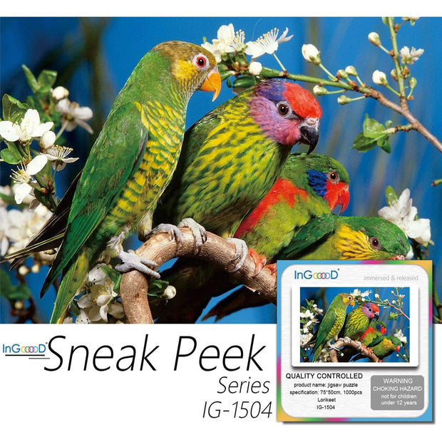 Ingooood-Jigsaw Puzzle 1000 Pieces-Sneak Peek Series-Lorikeet_IG-1504 Entertainment Toys for Adult Graduation or Birthday Gift Home Decor - Ingooood jigsaw puzzle 1000 piece