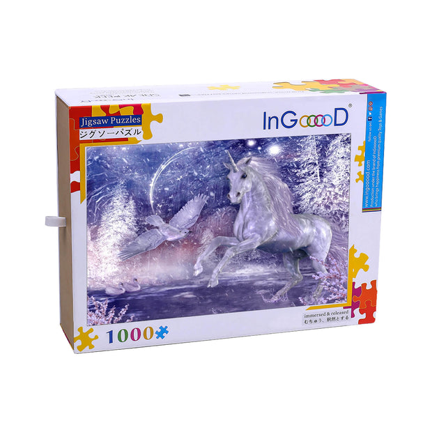 Ingooood Wooden Jigsaw Puzzle 1000 Pieces - Ice unicorn - Ingooood jigsaw puzzle 1000 piece