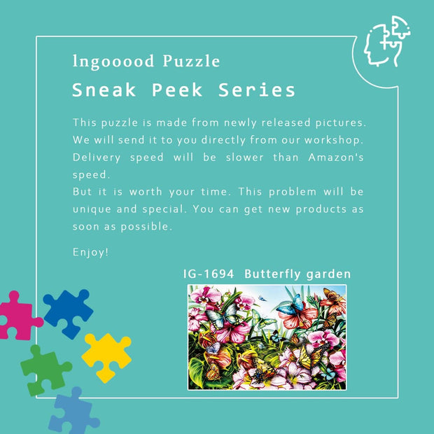 Ingooood Wooden Jigsaw Puzzle 1000 Pieces for Adult-Butterfly garden - Ingooood jigsaw puzzle 1000 piece