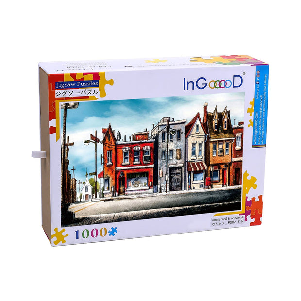 Ingooood Wooden Jigsaw Puzzle 1000 Pieces for Adult- Quiet street - Ingooood jigsaw puzzle 1000 piece