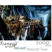 Ingooood- Jigsaw Puzzles 1000 Pieces for Adult- Tranquil Series- Waterfall Town - Ingooood jigsaw puzzle 1000 piece