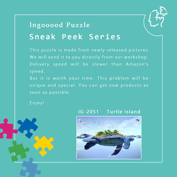 Ingooood Wooden Jigsaw Puzzle 1000 Pieces - Turtle island - Ingooood jigsaw puzzle 1000 piece