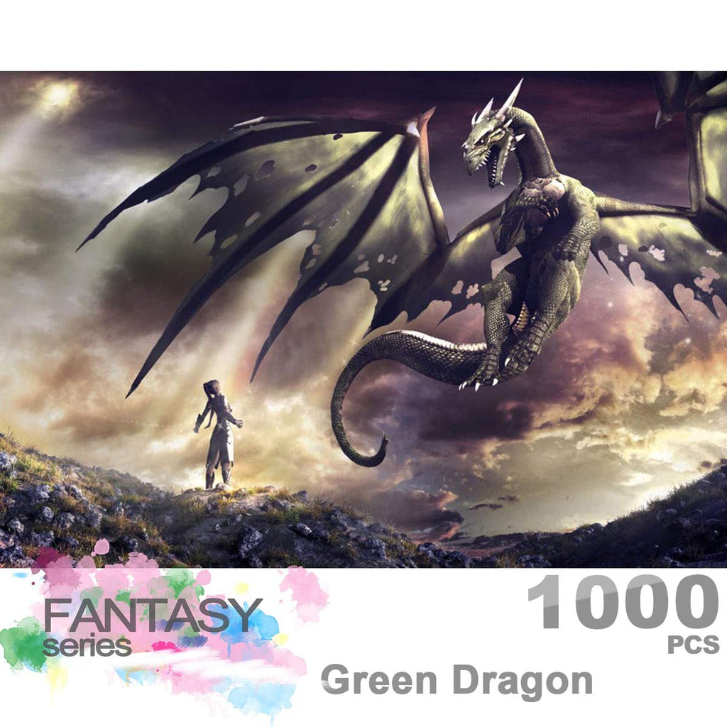 Ingooood Wooden Jigsaw Puzzle 1000 Pieces for Adult - Green Dragon