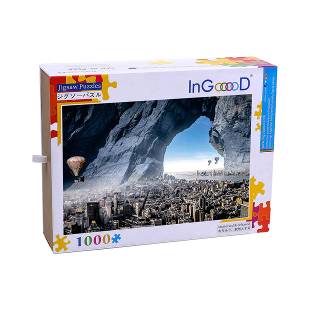 Ingooood Wooden Jigsaw Puzzle 1000 Piece - City Under The Mountain - Ingooood jigsaw puzzle 1000 piece