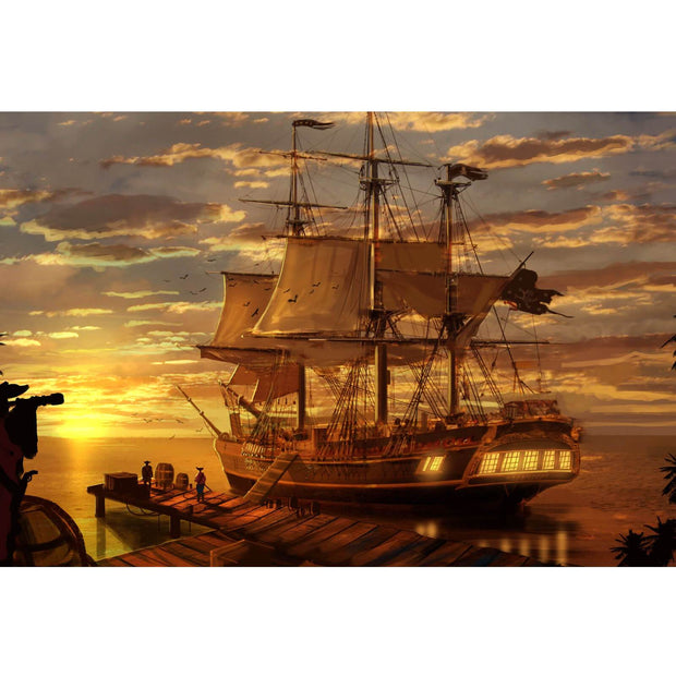 Ingooood Wooden Jigsaw Puzzle 1000 Pieces-Pirate ship unloading- Entertainment Toys for Adult Special Graduation or Birthday Gift Home Decor - Ingooood jigsaw puzzle 1000 piece