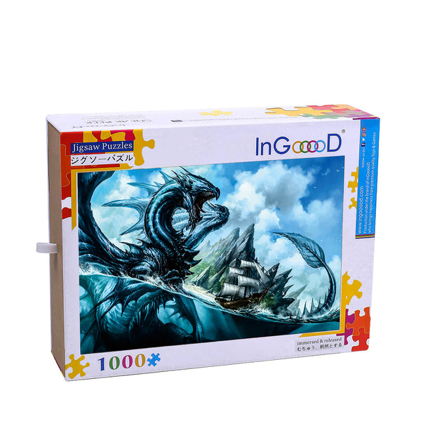 Ingooood Wooden Jigsaw Puzzle 1000 Piece - Dragon Attack - Ingooood jigsaw puzzle 1000 piece