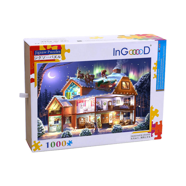Ingooood Wooden Jigsaw Puzzle 1000 Pieces- Christmas Hut in the North Pole- Entertainment Toys for Adult Special Graduation or Birthday Gift Home Decor - Ingooood jigsaw puzzle 1000 piece
