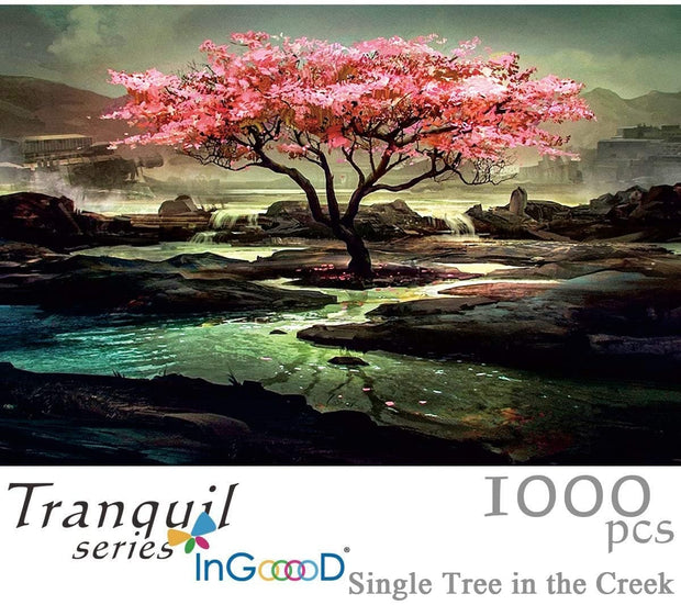 Ingooood-Jigsaw Puzzle 1000 Pieces-Tranquil Series-Single Tree in The Creek - Ingooood jigsaw puzzle 1000 piece