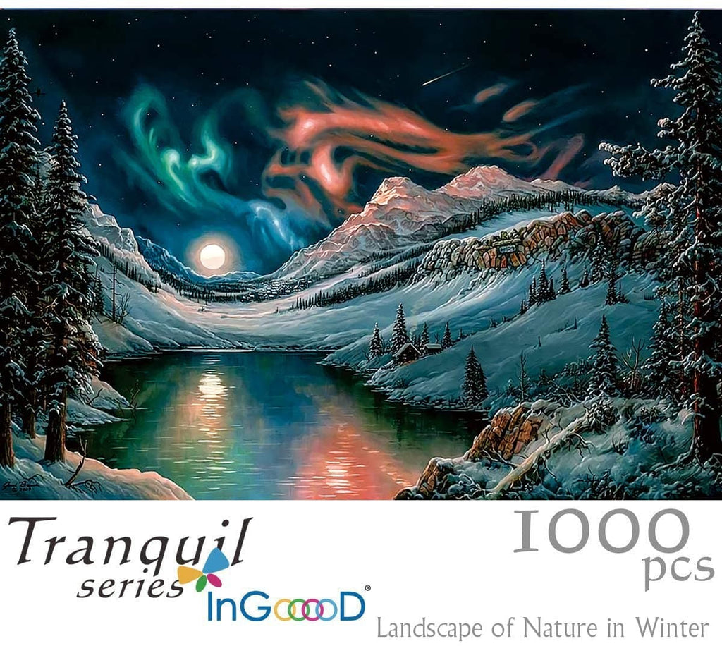 Winter Leaf Jigsaw Puzzle – 1000 Piece Snowy Landscape Puzzle For Adults, Forest & Lake Scene, Challenging Nature Puzzle For Relaxation & Home Decor