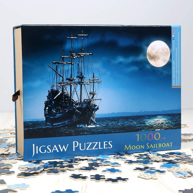 Ingooood- Jigsaw Puzzles 1000 Pieces for Adult- Fantasy Series- Moon Sailboat - Ingooood jigsaw puzzle 1000 piece