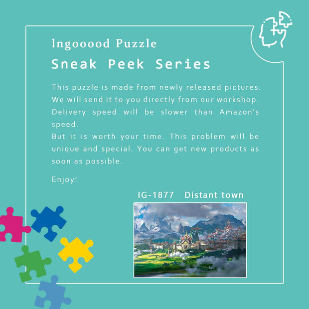 Ingooood Wooden Jigsaw Puzzle 1000 Pieces for Adult-Distant town - Ingooood jigsaw puzzle 1000 piece