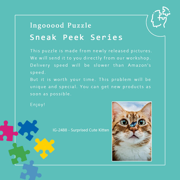 Ingooood Wooden Jigsaw Puzzle 1000 Piece - Surprised Cute Kitten - Ingooood jigsaw puzzle 1000 piece
