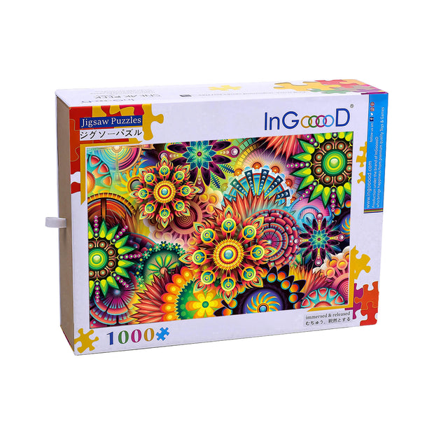 Ingooood Wooden Jigsaw Puzzle 1000 Piece - Colorful Flowers - Ingooood jigsaw puzzle 1000 piece