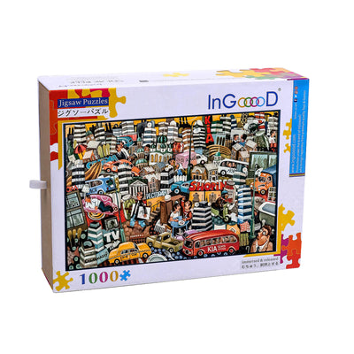 Ingooood Wooden Jigsaw Puzzle 1000 Piece - Crowded City - Ingooood jigsaw puzzle 1000 piece