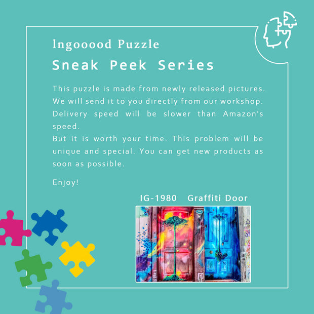 Ingooood Wooden Jigsaw Puzzle 1000 Piece for Adult-Graffiti Door - Ingooood jigsaw puzzle 1000 piece
