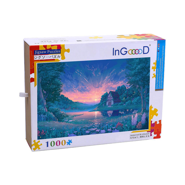 Ingooood Wooden Jigsaw Puzzle 1000 Pieces-Warm home in the sunset- Entertainment Toys for Adult Special Graduation or Birthday Gift Home Decor - Ingooood jigsaw puzzle 1000 piece