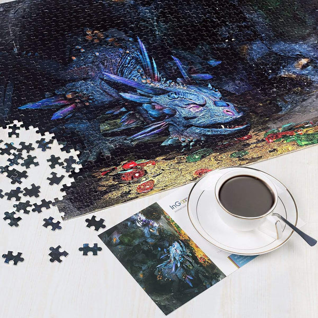 Ingooood Wooden Jigsaw Puzzle 1000 Pieces for Adult - Blue Dragon - Ingooood