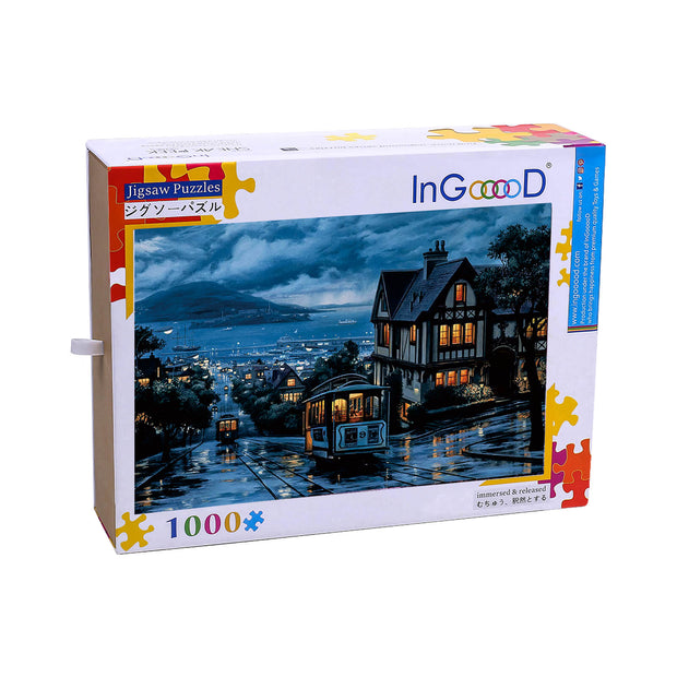 Ingooood Wooden Jigsaw Puzzle 1000 Piece - Tram at night - Ingooood jigsaw puzzle 1000 piece