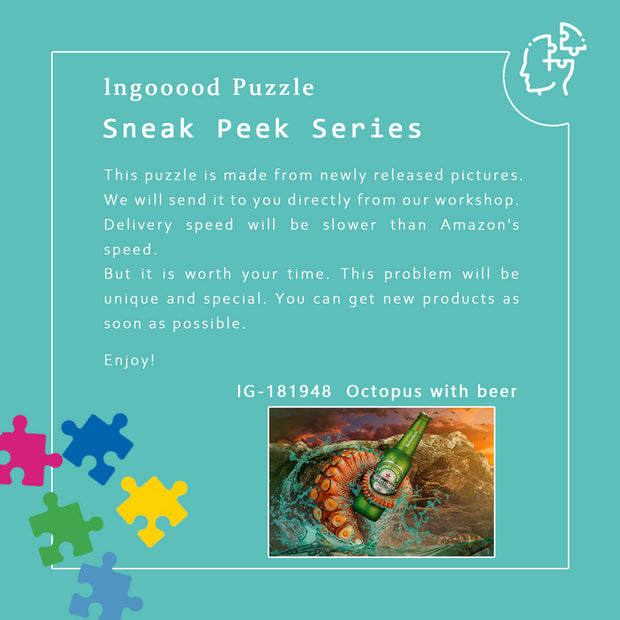 Ingooood Wooden Jigsaw Puzzle 1000 Piece for Adult-Octopus with beer - Ingooood jigsaw puzzle 1000 piece