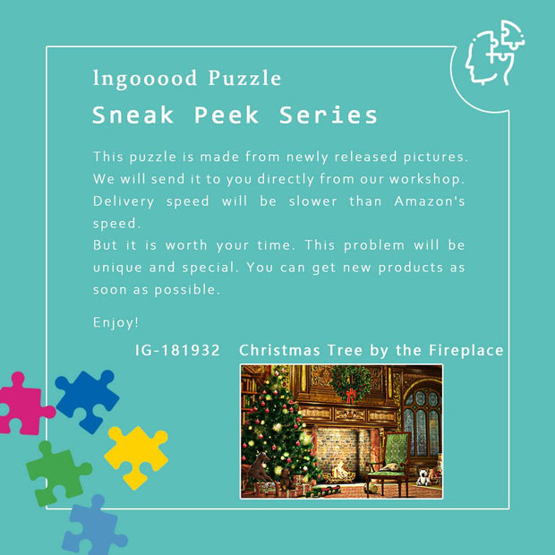 Ingooood Wooden Jigsaw Puzzle 1000 Piece for Adult-Christmas Tree by the Fireplace - Ingooood jigsaw puzzle 1000 piece