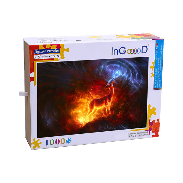 Ingooood Wooden Jigsaw Puzzle 1000 Pieces for Adult- Elemental Deer - Ingooood jigsaw puzzle 1000 piece