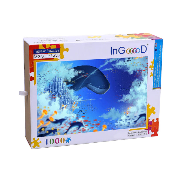 Ingooood Wooden Jigsaw Puzzle 1000 Pieces for Adult-The fantasy world of whales - Ingooood jigsaw puzzle 1000 piece