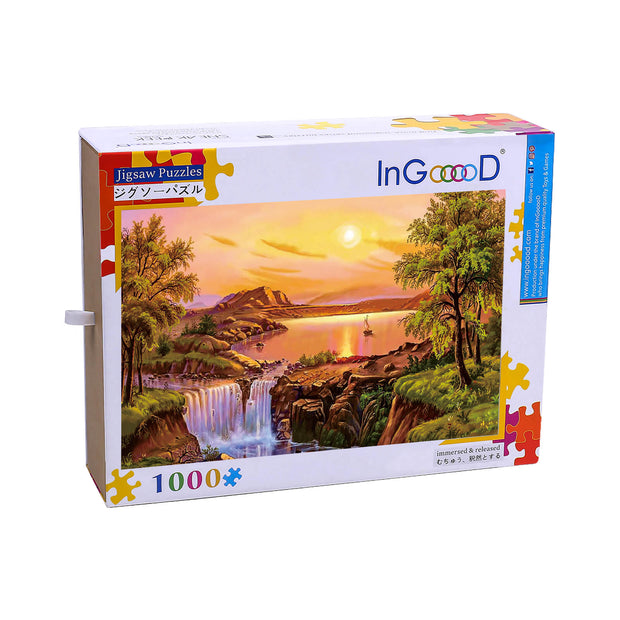 Ingooood Wooden Jigsaw Puzzle 1000 Pieces - Small sailboat at sunset - Ingooood jigsaw puzzle 1000 piece