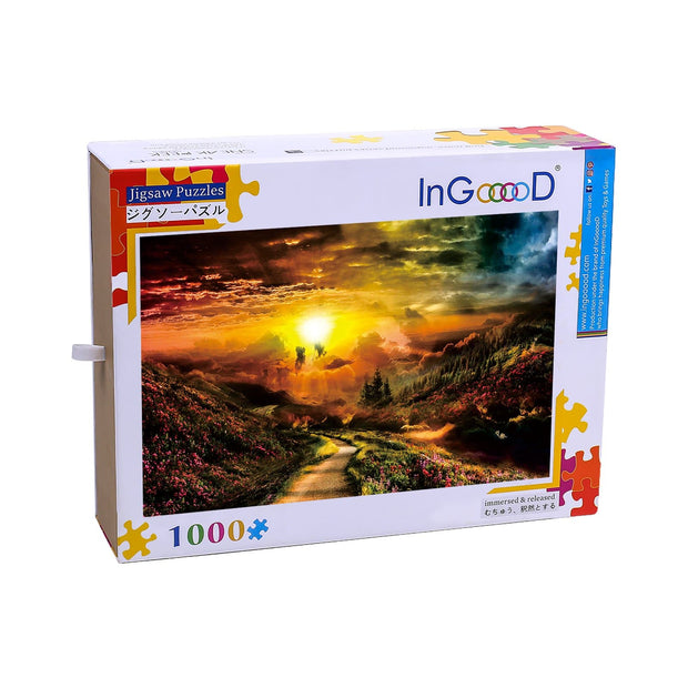 Ingooood Wooden Jigsaw Puzzle 1000 Pieces for Adult-Sunset over forest trail - Ingooood jigsaw puzzle 1000 piece