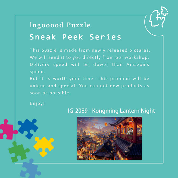 Ingooood Wooden Jigsaw Puzzle 1000 Pieces - Kongming Lantern Night - Ingooood jigsaw puzzle 1000 piece